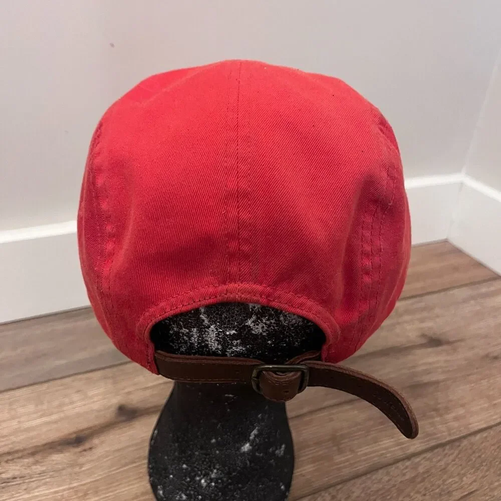 Supreme 5 Panel Camp Leather Strapback Cap Hat Solid Red Box Logo One Size
